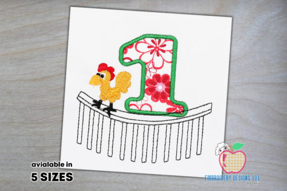 1st Birthday Rooster Crowing on a Fence