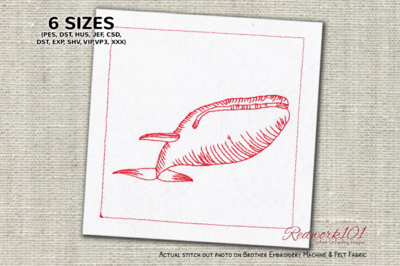 Large Blue Whale Redwork Review for Boutique Apparel
