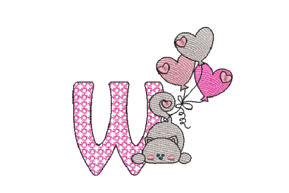 Letter W Cat Sketch: My Favorite Seasonal Embroidery Design