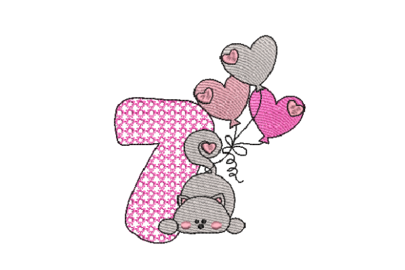 Number 7 Cat Sketch Embroidery Design Review